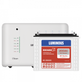 Luminous Icon 1600 + RC25000 200Ah Tubular Battery